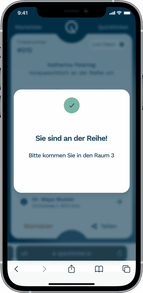Bild über Aufruf in den Behandlungsraum