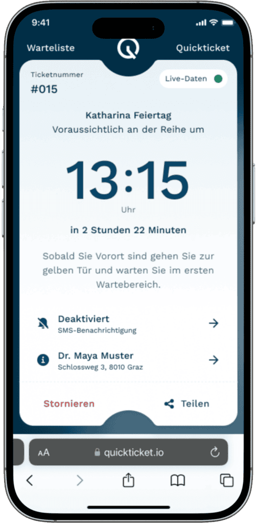 Bild über Wartezeit live verfolgen